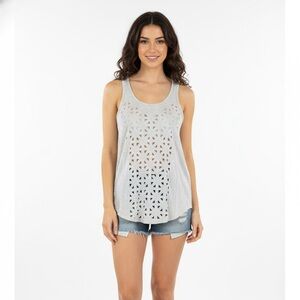 Chic Gray Laser-Cut Tank Top